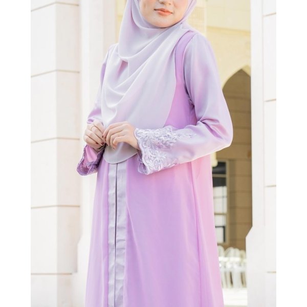 Abaya Cardi Lace Rizka - Lilac - Image 2