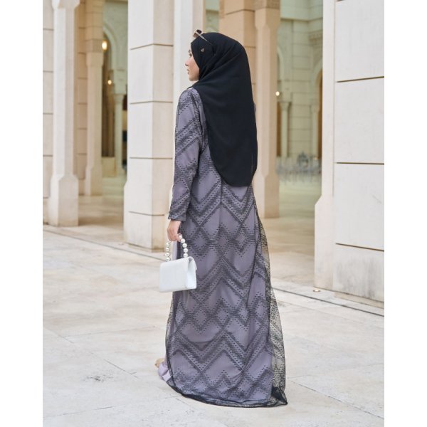 Abaya Lace Cassidy  - Grey Black - Image 2