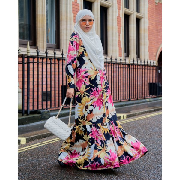 Dress Ruffle Printed Primrose - Daphne Black - Image 2