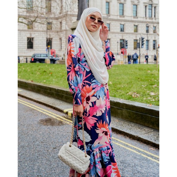 Dress Ruffle Printed Primrose - Daphne Blue - Image 2