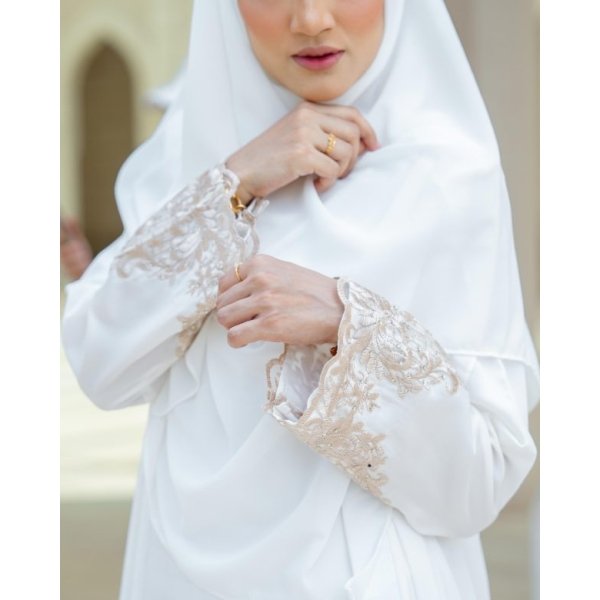 Abaya Cardi Lace Rizka - Off White - Image 2