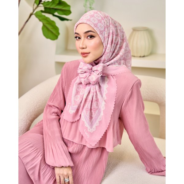 Valily Tudung Bawal Cotton Voile Essaouira - Azria Pink - Image 3