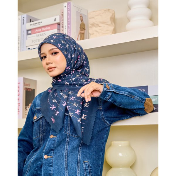 Valily Tudung Bawal Cotton Voile Essaouira - Hera Blue - Image 3