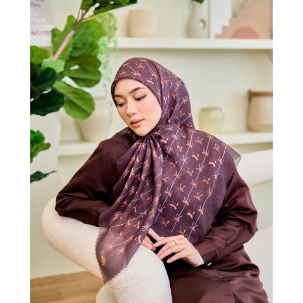 Valily Tudung Bawal Cotton Voile Essaouira - Hera Brown - Image 3